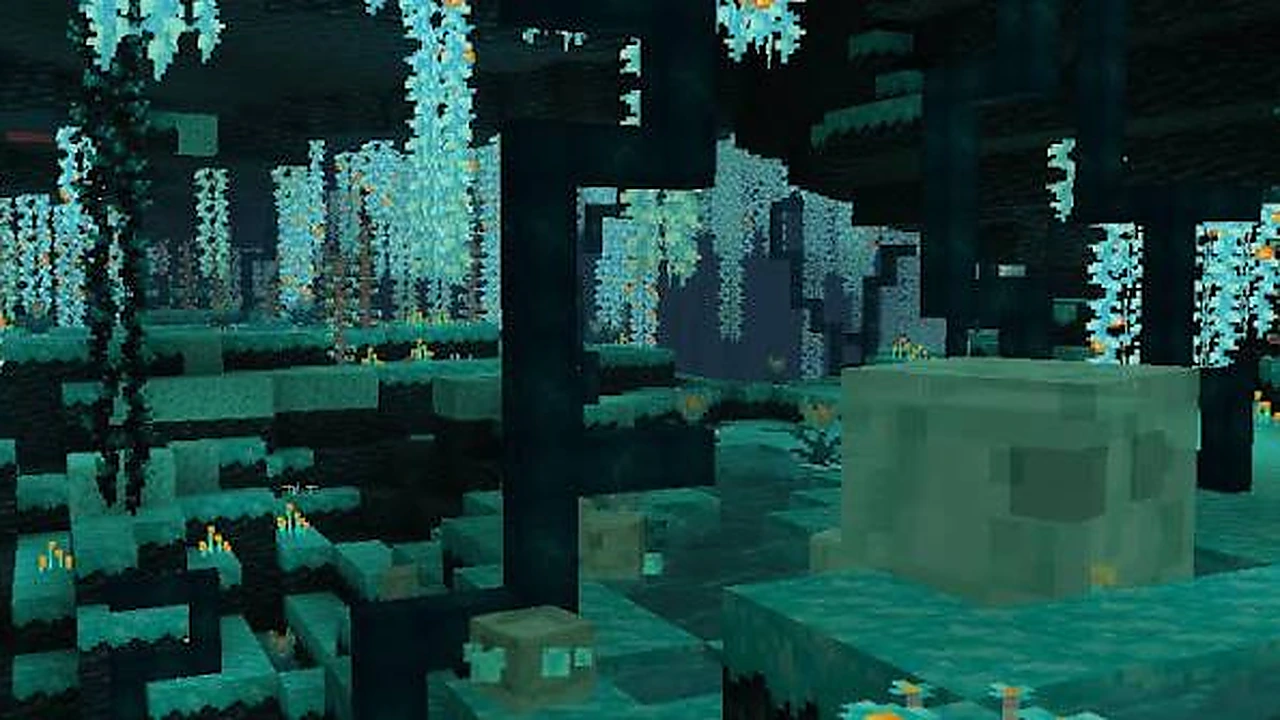 Sculk-covered forest environment from Deeper and Darker mod
